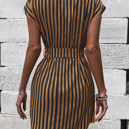 Sleeveless Striped Lace-up Dress - Variety Hunt