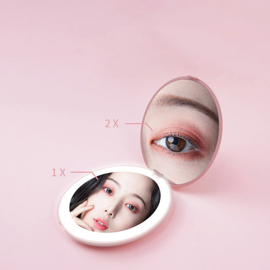Mini makeup mirror with led light and 2X Magnifying - Variety Hunt