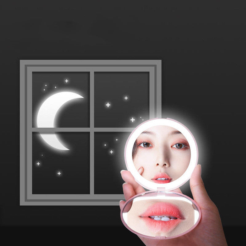 Mini makeup mirror with led light and 2X Magnifying - Variety Hunt