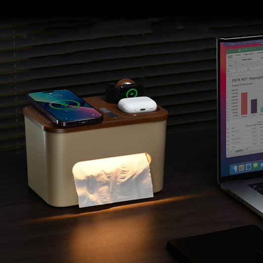 wireless charger plus Tissue Storage Box Bedside Lamp - Variety Hunt